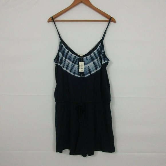 Aeropostal Romper XL Hawaiian Blue Cami Button Romper tie waist women's XL $39 - Picture 1 of 9
